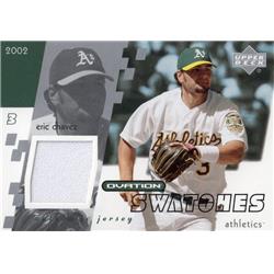 700829 Eric Chavez Player Worn Jersey Patch Oakland Athletics 2002 Upper Deck Ovation No.OEC Baseball Card