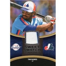687673 Tim Raines Player Worn Jersey Patch Montreal Expos 2008 Upper Deck Sweet Swatch No.SSTR Pinstripe Baseball Card