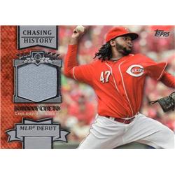687874 Johnny Cueto Player Worn Jersey Patch Cincinnati Reds 2013 Topps Chasing History No.CHRJC Baseball Card