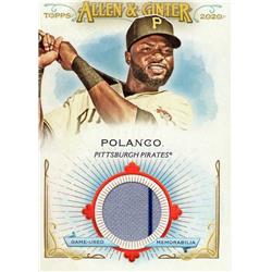 687957 Gregory Polanco Player Worn Jersey Patch Pittsburgh Pirates 2020 Topps Allen & Ginter No.FSRBGP Pinstripe Baseball Card