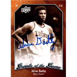 688112 Adrian Dantley Autographed Notre Dame Fighting Irish, SC 2010 Upper Deck Greats of the Game No.28 Basketball Card -  Autograph Warehouse