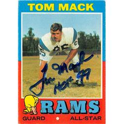 688172 Tom Mack Autographed Los Angeles Rams, SC 1971 Toppshof 99 No.94 Football Card
