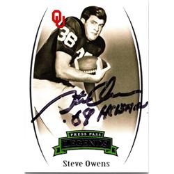 688177 Steve Owens Autographed Oklahoma Sooners, SC 2007 Press Pass Legends No.93 69 Heisman Football Card