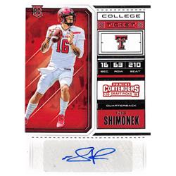 688194 Nic Shimonek Autographed Texas Tech Red Raiders 2018 Panini Contenders Draft Rookie No.296 Football Card
