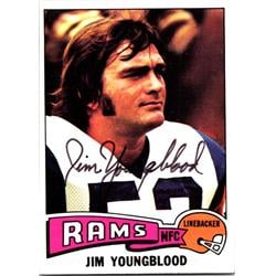 688261 Jim Youngblood Autographed Los Angeles Rams, SC 1975 Topps No.175 Football Card