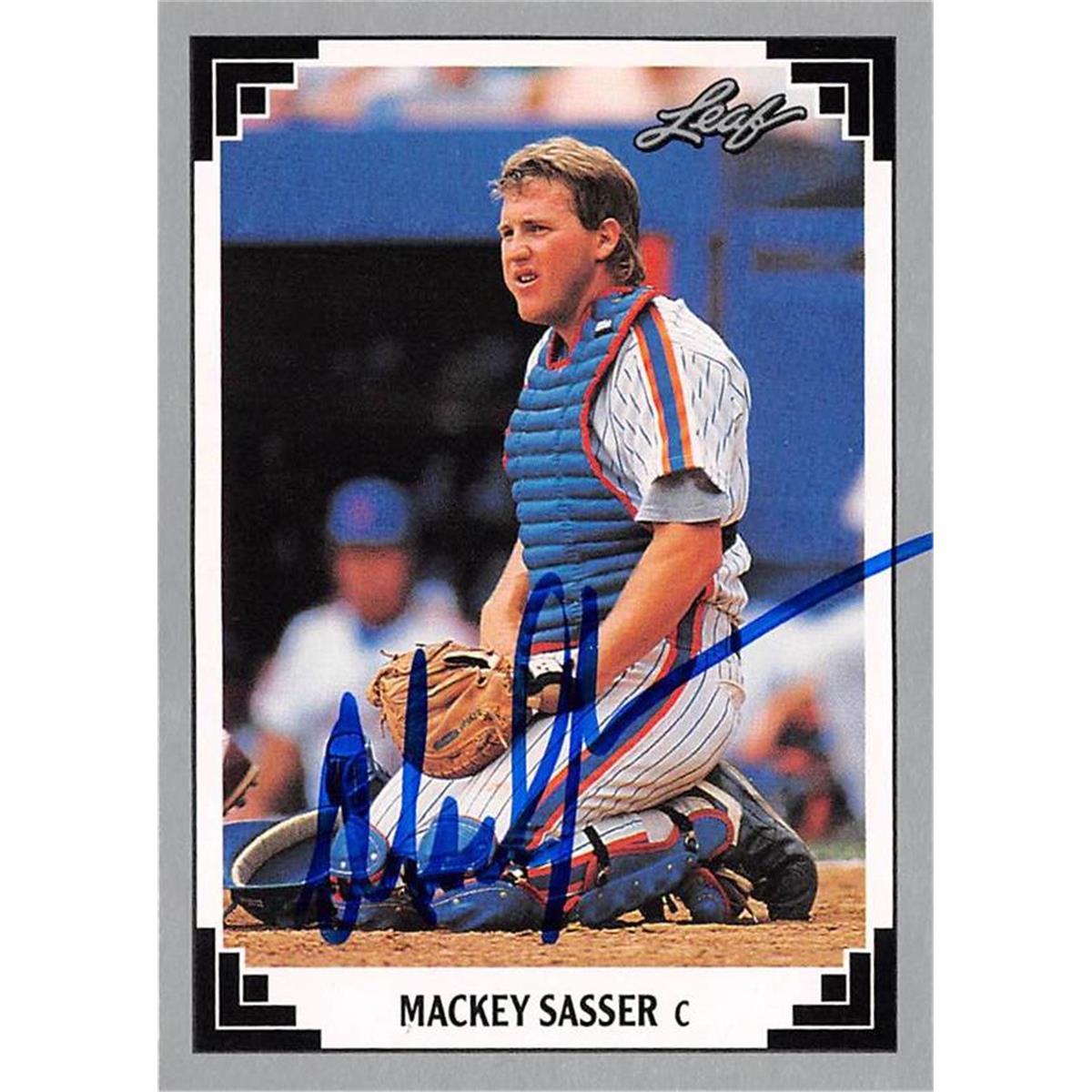 688607 Mackey Sasser Autographed New York Mets 1991 Leaf No.361 Baseball Card