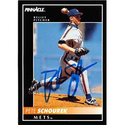 688624 Pete Schourek Autographed New York Mets 1992 Pinnacle No.141 Baseball Card