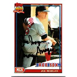 688751 Joe Morgan Autographed Boston Red Sox, SC 1991 Topps No.21 Morgan Magic Baseball Card