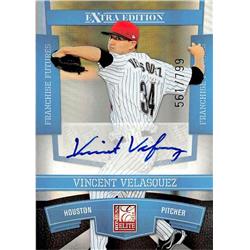688881 Vincent Velasquez Autographed Houston Astros 2010 Donruss Elite Extra Rookie Refractor No.19 Baseball Card