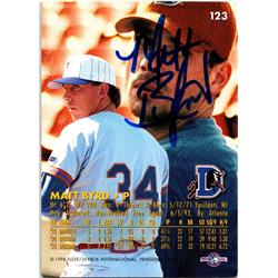 688981 Matt Byrd Autographed Durham Bulls 1996 Fleer Excel Rookie No.123 on Back Baseball Card