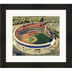 689074 8 x 10 in. Shea Stadium New York Mets Autographed Signed by 4 Legends No.61 Church Hook Anderson Thomas Matted & Framed Photo -  Autograph Warehouse