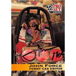 689217 John Force Autographed Funny Car Racing Driver 1992 Pro Set No.35 Trading Card