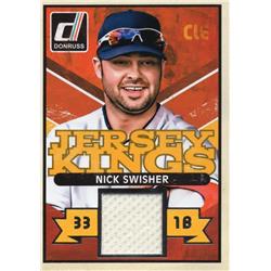 675683 Nick Swisher Player Worn Jersey Patch Cleveland Indians 2014 Panini Donruss Jersey Kings No.32 Baseball Card