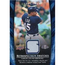 675723 Carlos Lee Player Worn Jersey Patch Milwaukee Brewers 2008 Upper Deck Spectrum No.RSCL2 Baseball Card