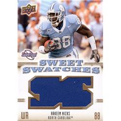 675775 Hakeem Nicks Player Worn Jersey Patch North Carolina Tar Heels 2010 Upper Deck Sweet Swatches No.SSW29 Football Card
