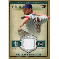 675799 Chris Carpenter Player Worn Jersey Patch St. Louis Cardinals 2006 Upper Deck Artifacts No.NLCC LE 45-150 Baseball Card