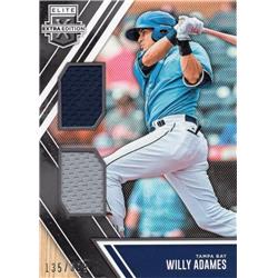 675835 Willy Adames Player Worn Jersey Patch Rays, Brewers 2017 Panini Elite Extra No.DMWA LE 135-399 Baseball Card