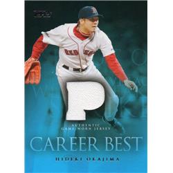 675875 Hideki Okajima Player Worn Jersey Patch Boston Red Sox 2009 Topps Career Best No.CBRHO Baseball Card