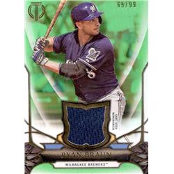 675988 Ryan Braun Player Worn Jersey Patch Milwaukee Brewers 2016 Topps Tribute Refractor No.TERB LE 65-99 Baseball Card