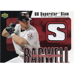 676043 Jeff Bagwell Worn Jersey Patch Houston Astros 2002 Upper Deck Superstar Slam No.SSJB Baseball Card