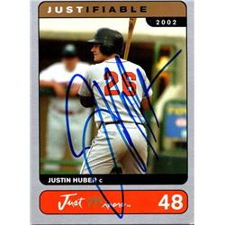 676351 Justin Huber Autographed New York Mets 2002 Just Minors Silver Rookie No.48 Baseball Card