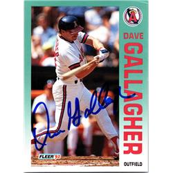 676431 Dave Gallagher Autographed California Angels 1992 Fleer No.59 Baseball Card