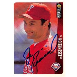 676468 Jim Eisenreich Autographed Philadelphia Phillies 1996 Upper Deck No.649 Baseball Card