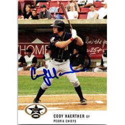 676592 Cody Haerther Autographed Peoria Chiefs, Cardinals 2005 Just Minors Rookie No.20 Baseball Card -  Autograph Warehouse