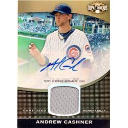 677118 Andrew Cashner Autographed Player Worn Jersey Patch Chicago Cubs 2011 Topps Triple Threads Refractor No.TTUAR27 LE 64-75 Baseball Card