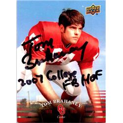 677283 Tom Brahaney Autographed Oklahoma Sooners, SC 2011 Upper Deck No.19 Inscribed2007 College Fb HOF Football Card