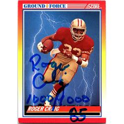 677325 Roger Craig Autographed San Francisco 49ers, SC 1990 Score Ground Force No.329 1000-1000 Football Card