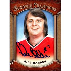 677342 Bill Barber Autographed Philadelphia Flyers, SC 2014 Upper Deck Goodwin Champions No.48 Hockey Card