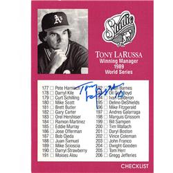 539240 Tony Larussa Autographed Oakland Athletics 1991 Leaf Studio Checklist No.263 Baseball Card