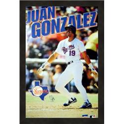 Picture of Autograph Warehouse 664639 21 x 35 in. Juan Gonzalez Autographed Hand Signed Texas Rangers Framed Poster