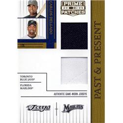 664755 Carlos Delgado Player Worn Jersey Patch Blue Jays, Marlins 2005 Donruss Prime Patches Past & Present No.PP4 LE 132-150 Baseball Card