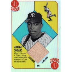 664762 Alfonso Soriano Player Used Bat Patch New York Yankees 2003 Topps Chrome Refractor No.RBCRAS Baseball Card