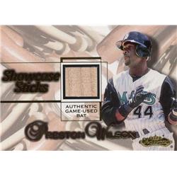675682 Preston Wilson Player Used Bat Patch Florida Marlins 2001 Fleer Showcase Sticks No.PW Baseball Card