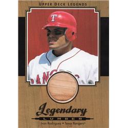 675827 Ivan Rodriguez Player Used Bat Patch Texas Rangers 2001 Upper Deck Legends No.LIR Baseball Card