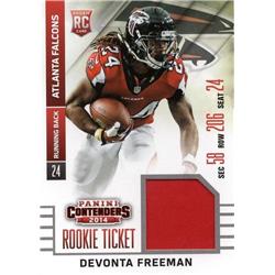 675901 Devonta Freeman Player Worn Jersey Patch Atlanta Falcons 2014 Panini Contenders Rookie Ticket No.RTS15 Football Card