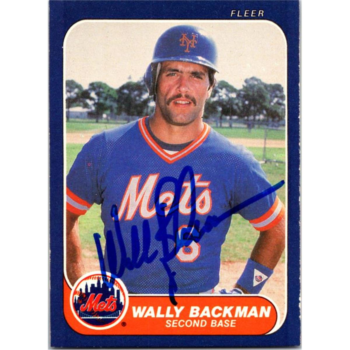 724931 Wally Backman Autographed New York Mets 1986 Fleer No.75 Baseball Card