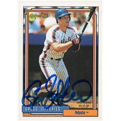 724999 Gregg Jefferies Autographed New York Mets Traded Royals 1992 O Pee Chee No.707 Baseball Card