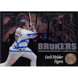 725079 Cecil Fielder Autographed Detroit Tigers 1994 Leaf No.7 Power Brokers Baseball Card