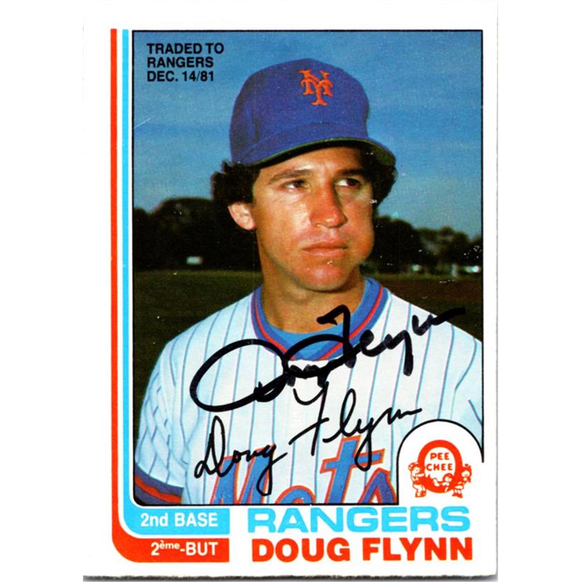725119 Doug Flynn Autographed New York Mets 1982 O-Pee-Chee No.302 Baseball Card