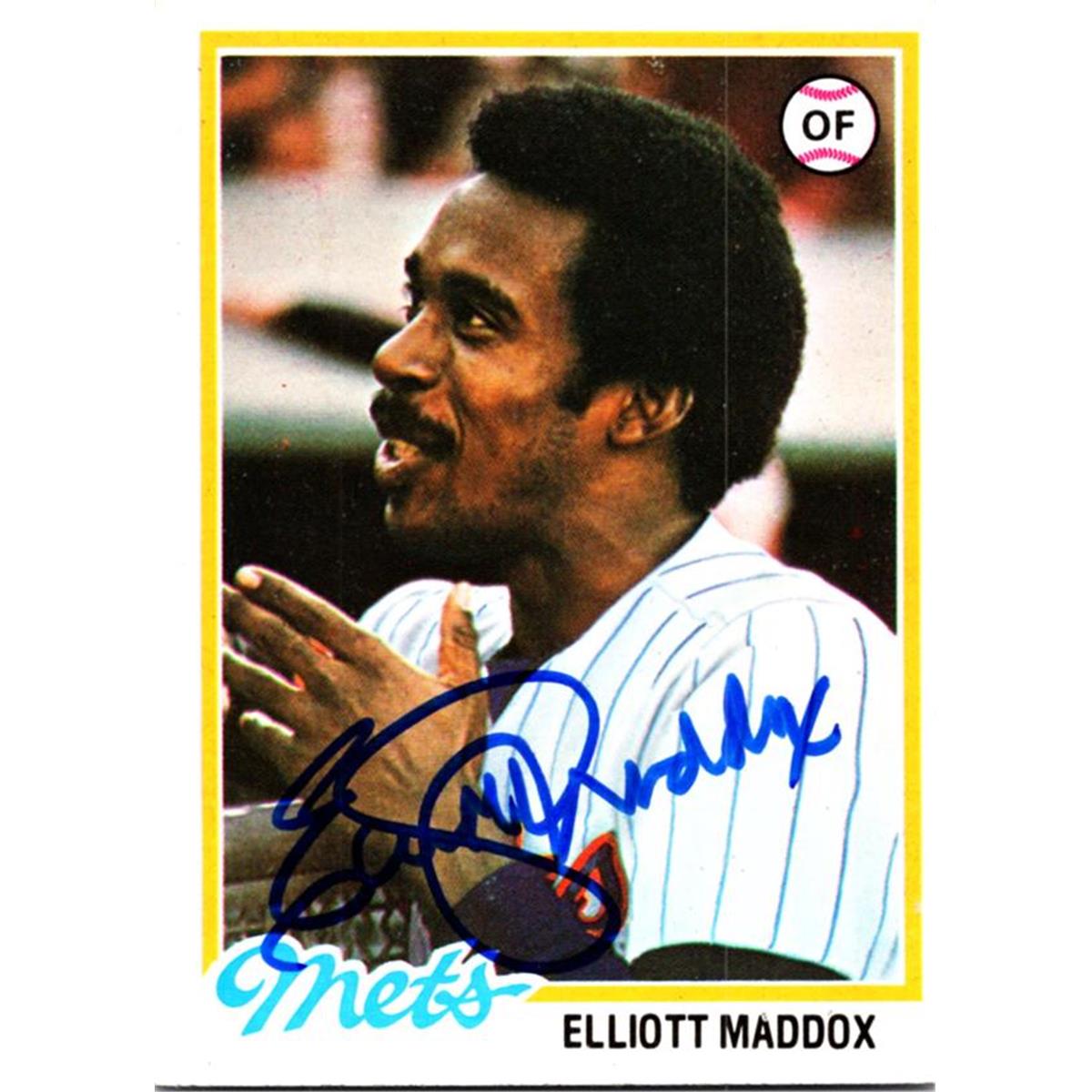 725273 Elliott Maddox Autographed New York Mets 1978 Topps No.442 Baseball Card