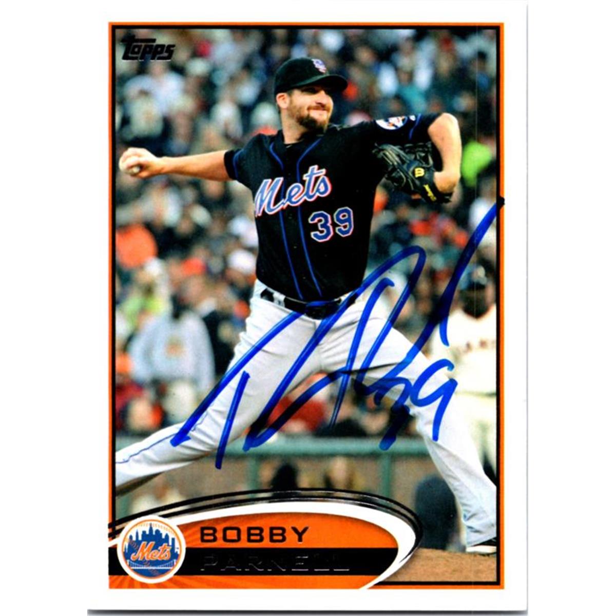 725313 Bobby Parnell Autographed New York Mets 2012 Topps No.NYM15 Baseball Card
