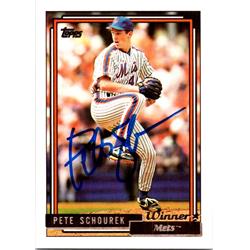 725352 Pete Schourek Autographed New York Mets 1992 Topps Gold No.287 Baseball Card