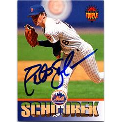 725358 Pete Schourek Autographed New York Mets 1994 Donruss Triple Play No.149 Baseball Card