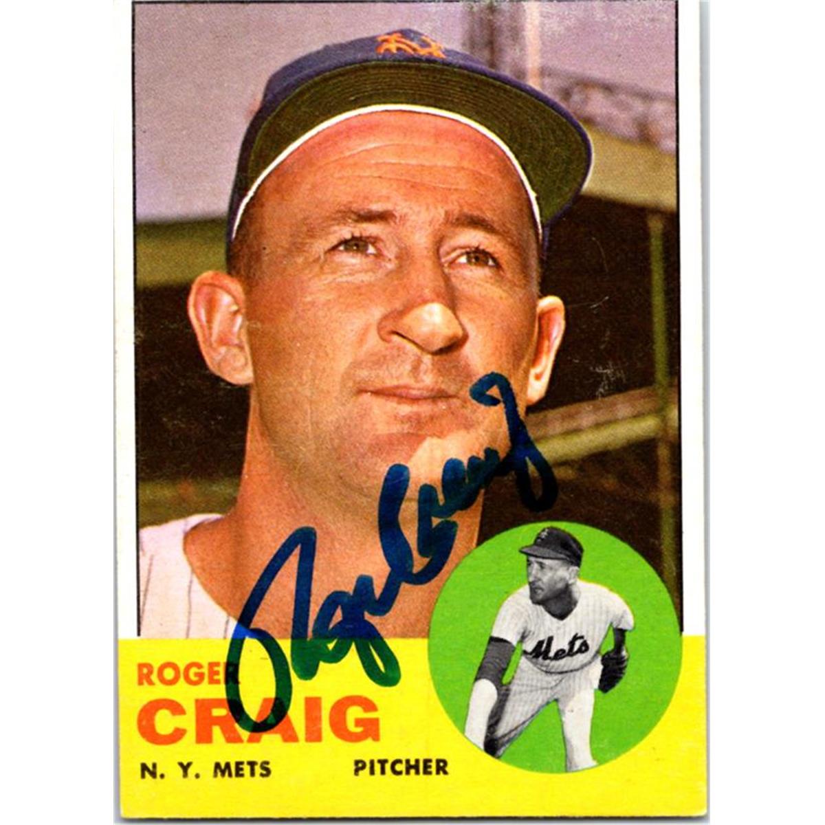 725381 Roger Craig Autographed New York Mets 1963 Topps No.197 Baseball Card