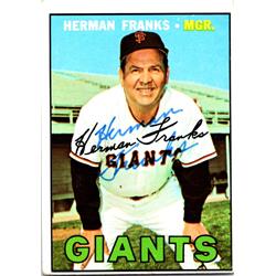 725476 Herman Franks Autographed San Francisco Giants 1967 Topps No.116 Baseball Card