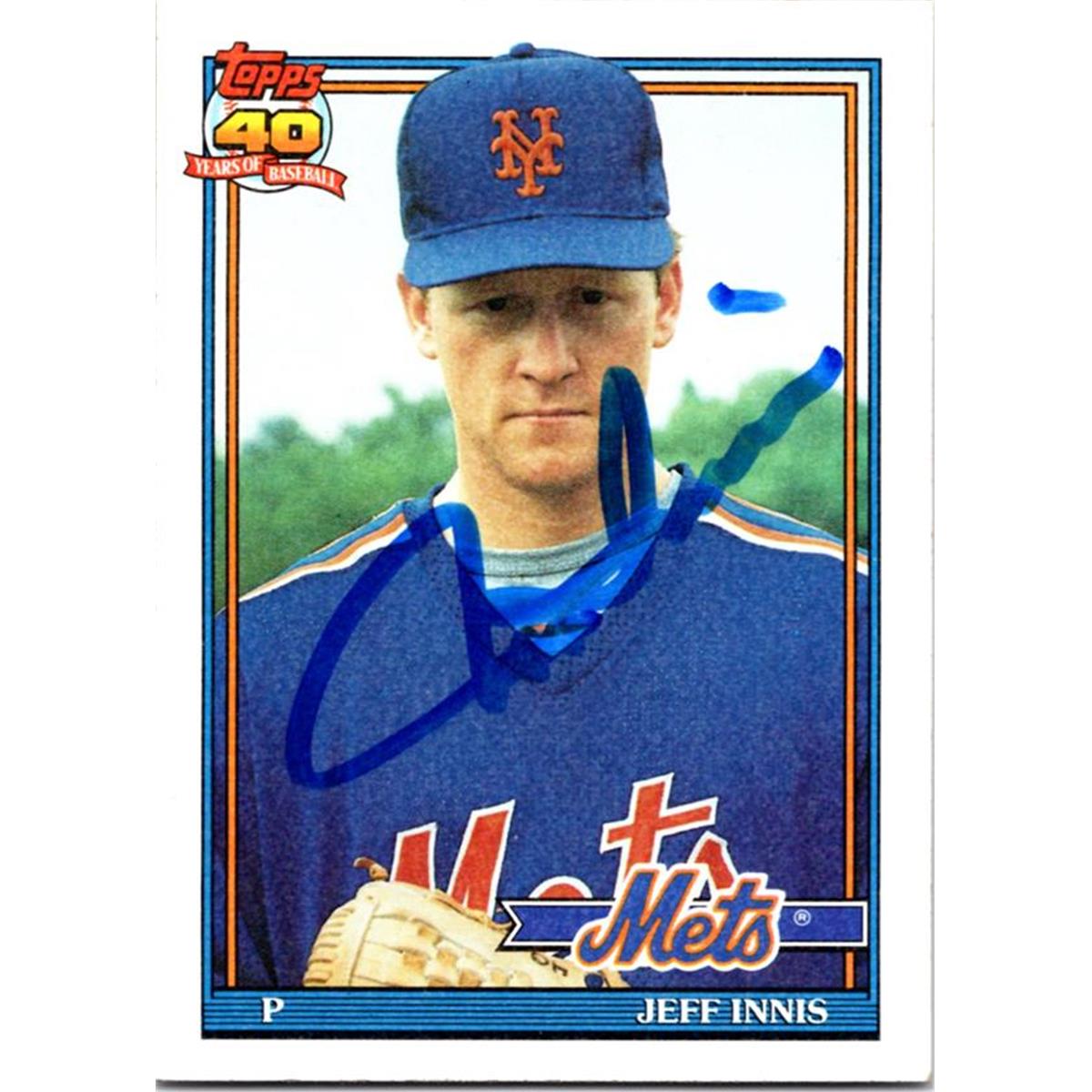 725558 Jeff Innis Autographed New York Mets 1991 Topps No.443 Baseball Card